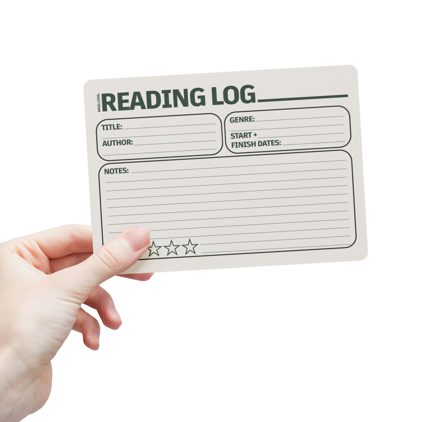 Reading Log Note Card