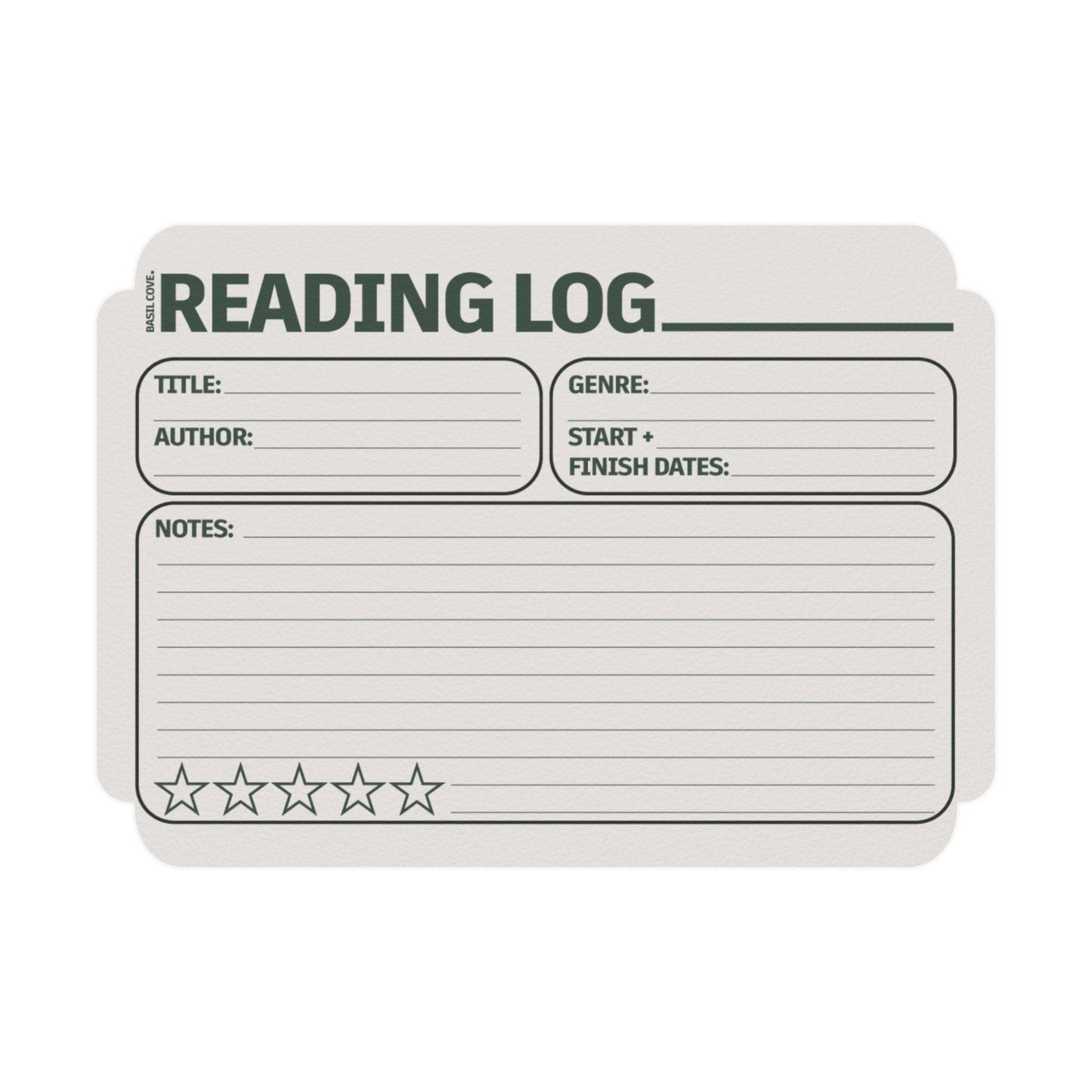 Reading Log Note Card