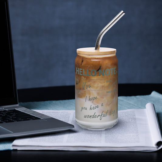 Hello Note Glass Jar + Straw